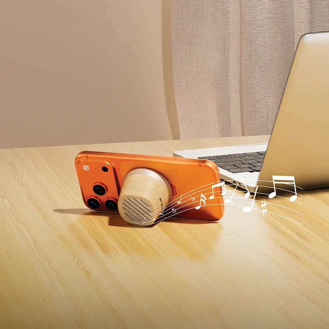 Green Lion MAG TUNE Mini Speaker & Wireless Charger Light Wood — şəkil 2