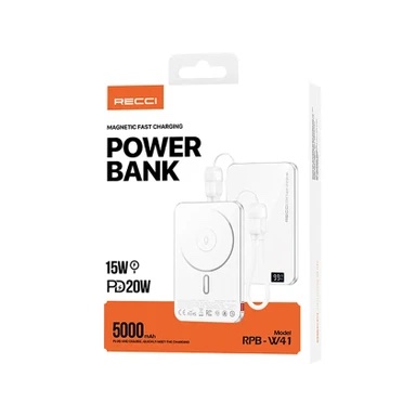 Recci RPB-W41 Magnetic Powerbank 5000mAh White — şəkil 2