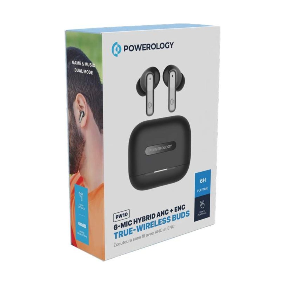 Powerology Hybrid ANC + ENC 6Mic Earbuds - Black — şəkil 6